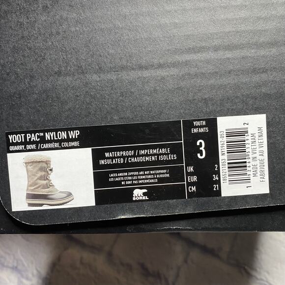 Sorel Yoot PAC Nylon Boots in Quarry/Dove (Youth) - Picture 8 of 9